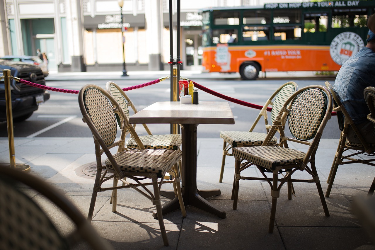 cafe, tables and chairs, bistro