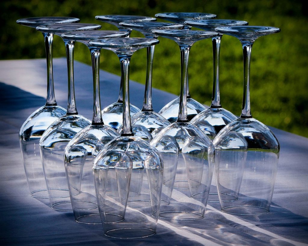 wine glasses, stemware, crystal